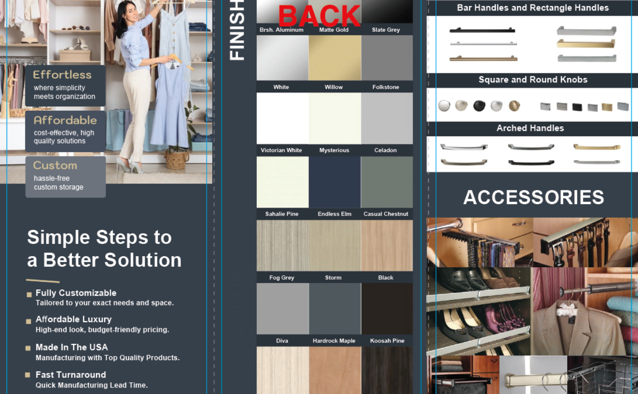 Back/inside of The Closet Edit brochure