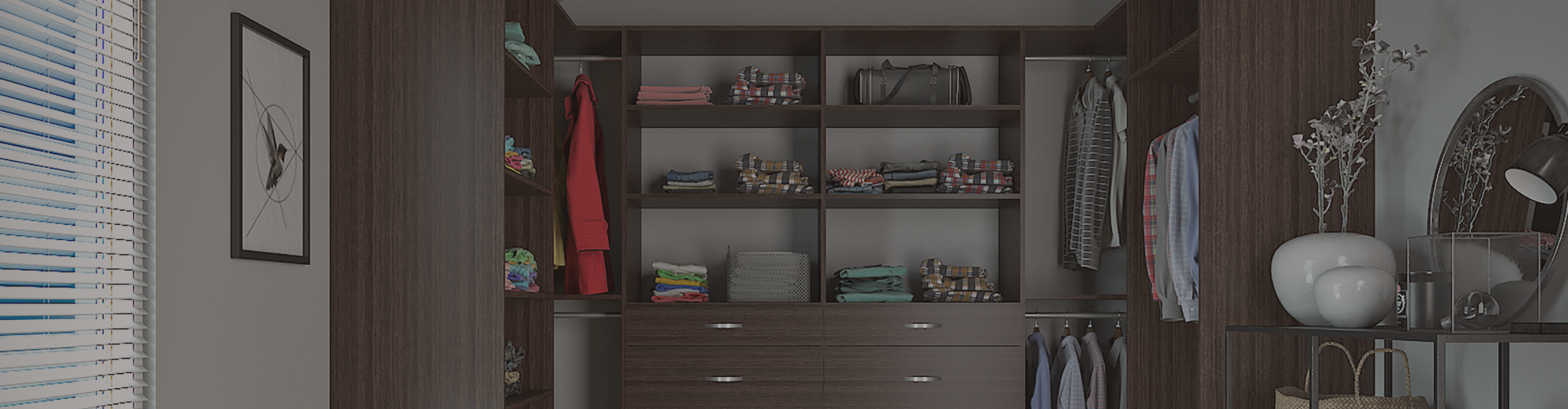 Custom dark wood closet system