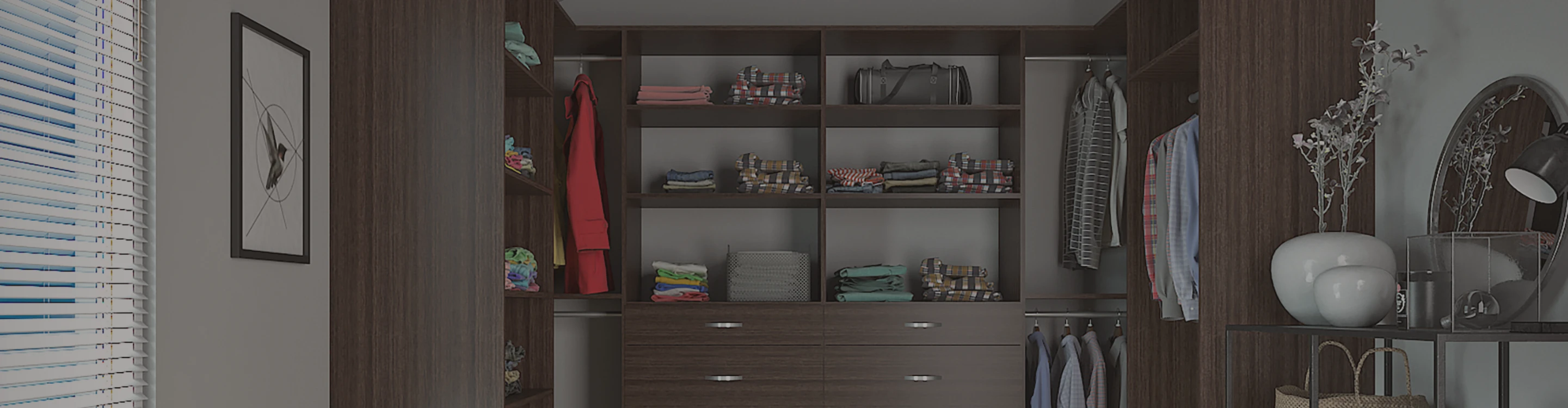Custom dark wood closet system